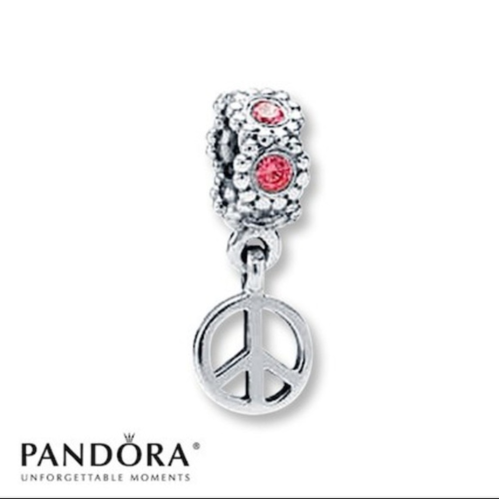 Pandora peace sign dangling charm